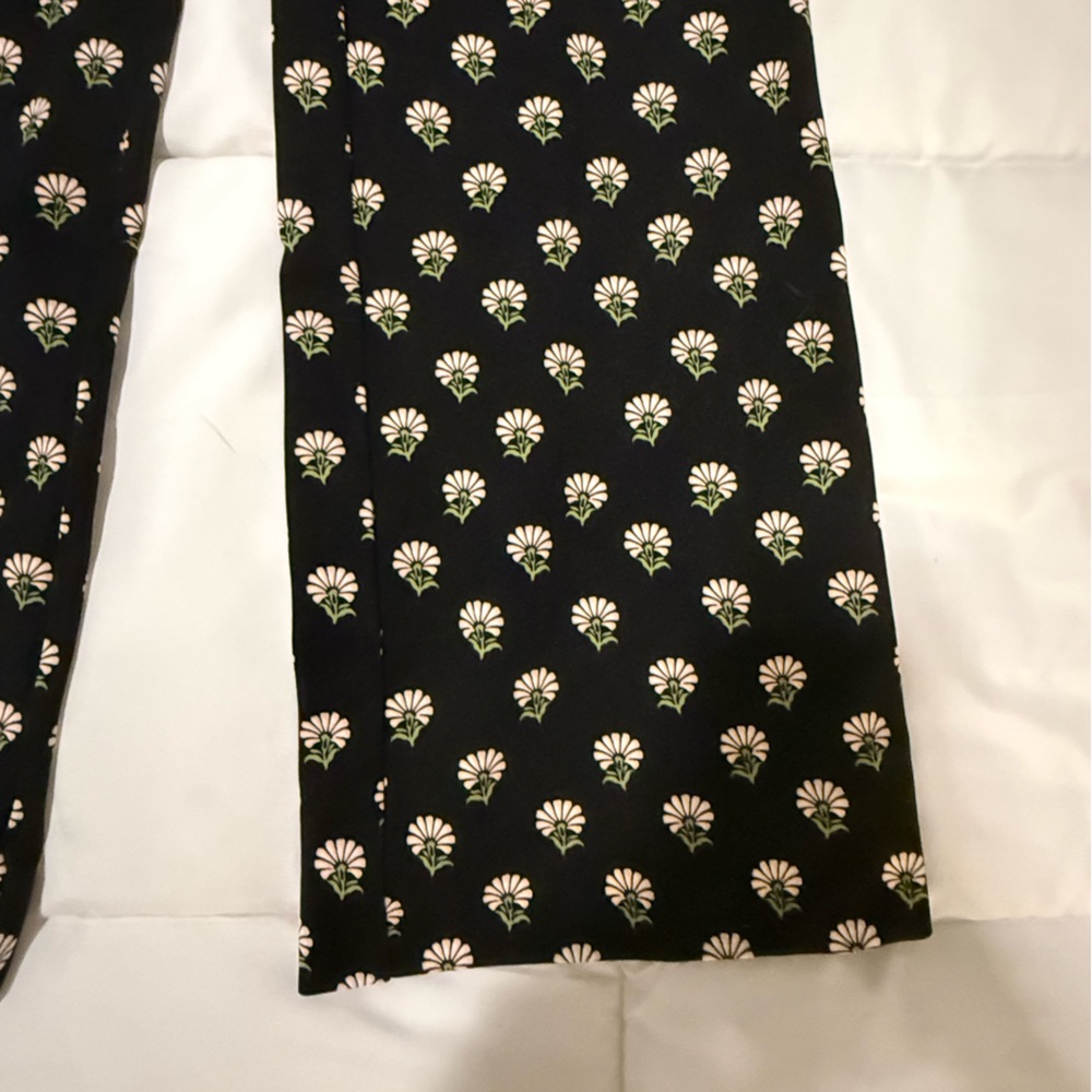 Maeve Black Wide-Leg Trousers with White Floral Print - Picture 3 of 6